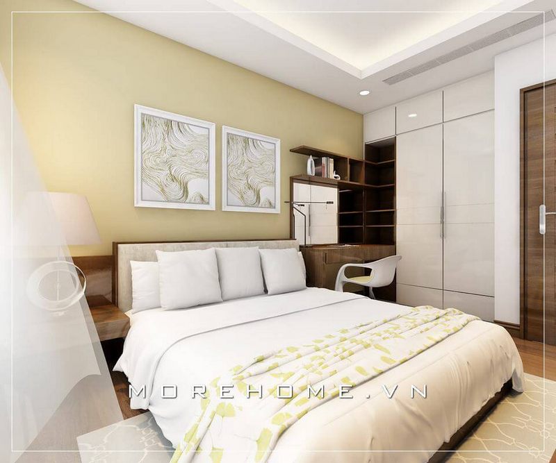 Thiết kế giường ngủ hiện đại, đơn giản phù hợp căn hộ chung cư, nhà phố nhỏ